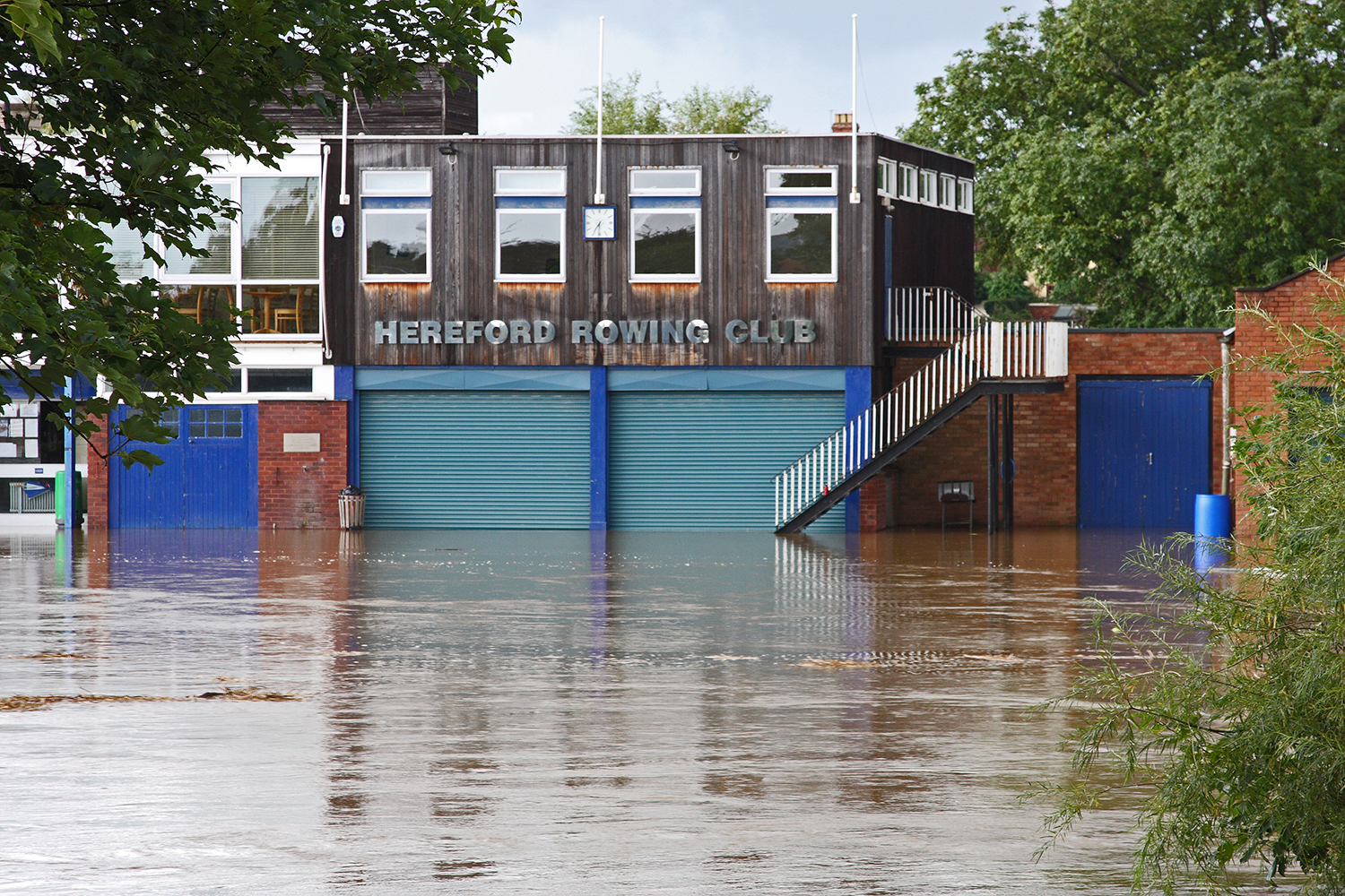 Floods, Hereford, River, Wye, Gwy, Rowing, Club, Bridge.