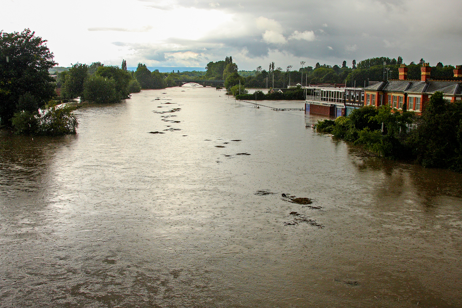 Floods, Hereford, River, Wye, Gwy, Rowing, Club, Bridge.
