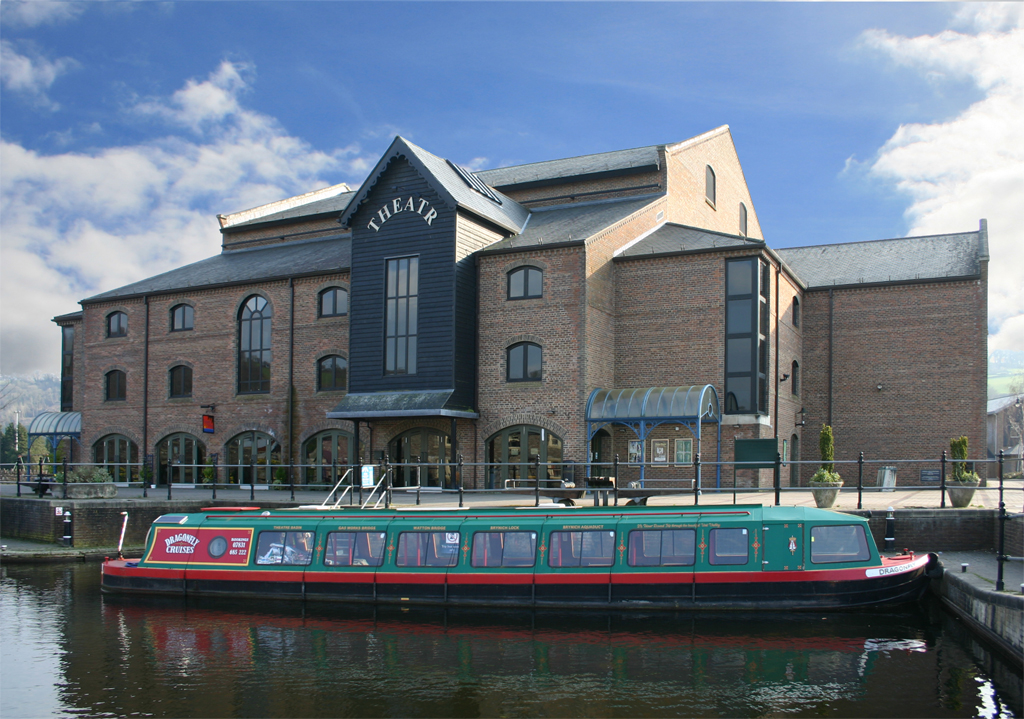 Brecon Theatr and the basin at the termination of the Brecon & Monmouth Canal