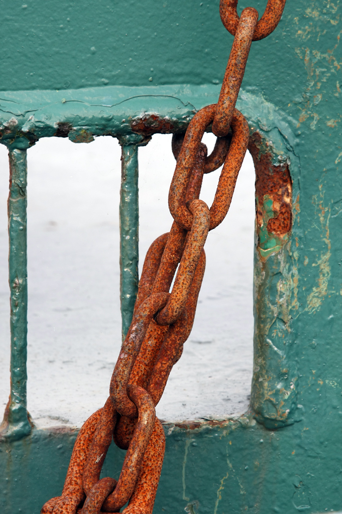 Mooring chain on a fishing boad, Wexford Harbour, Eire