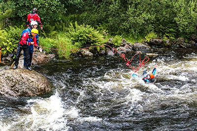 River-rescue training at National White Water Centre in Snowdonia